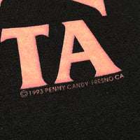 (T-SHIRT) DEAD STOCK NEW 1993 MADE IN USA PENNY CANDY JAZZ BLUES PRINT T-SHIRT