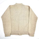 (VINTAGE) 1960'S GRANT CREST NUBUCK LEATHER PANELED DIAMOND PATTERN KNIT CARDIGAN
