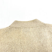 (VINTAGE) 1960'S GRANT CREST NUBUCK LEATHER PANELED DIAMOND PATTERN KNIT CARDIGAN