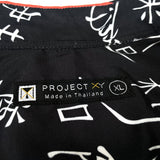 (VINTAGE) 2000'S～ PROJECT XY RISING SUN X KANJI ALL OVER PRINT SHORT SLEEVE POLY SHIRT
