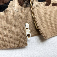 (VINTAGE) 1980'S ORVIS CAMOUFLAGE PATTERN ZIP UP KNIT CARDIGAN
