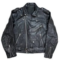 (VINTAGE) 1990'S MADE IN PAKISTAN DOUBLE BREASTED LEATHER BIKER JACKET