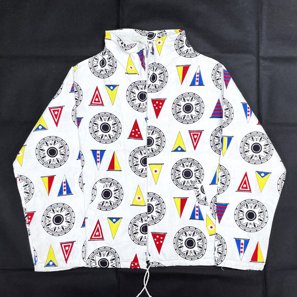 (VINTAGE) 1970'S UNKNOWN TOTAL PATTERN PRINT STAND COLLAR JACKET