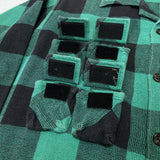 (DESIGNERS) 1999 GENERAL RESEARCH BLOCK CHECKERED LOOP COLLAR BOX SHIRT WITH PARASITE POCKET