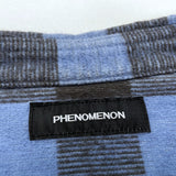 (DESIGNERS) PHENOMENON HEM DEFORMED DESIGN BLOCK CHECKERED HEAVY FLANNEL SHIRT