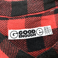 (DESIGNERS) 1998 GOOD ENOUGH BLOCK CHECKERED STAND UP COLLAR PULLOVER FLANNEL SHIRT