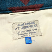 (VINTAGE) MADE IN USA HIGH GRADE by PENDLETON NATIVE PATTERN WOOL BLANKET JACKET