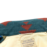 (VINTAGE) MADE IN USA HIGH GRADE by PENDLETON NATIVE PATTERN WOOL BLANKET JACKET