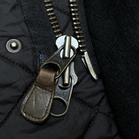 (VINTAGE) 1990'S～ POLO RALPH LAUREN LEATHER PANELED STAND UP COLLAR QUILTING JACKET WITH CHIN STRAP
