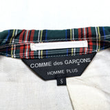 (DESIGNERS) AD2012 MADE IN JAPAN COMME des GARCONS HOMME PLUS PLAID PATTERN COTTON DOUBLE BREASTED BIKER JACKET
