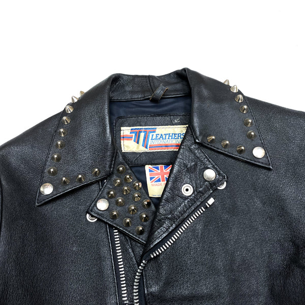 素敵な vintage 80s レザージャケット made leather double UK in