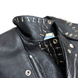 (VINTAGE) 1980'S MADE IN UK TT LEATHERS STUDED DOUBLE BREASTED LEATHER BIKER JACKET AS IS