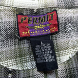 (vintage) 1980'S～ PERMIT PATTERNED SHADOW PLAID PATTERN ZIP UP FLANNEL SHIRT