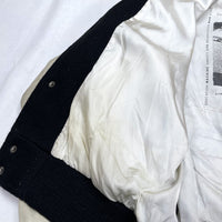 (VINTAGE) 1992 MTV OFFICIAL HOODED SLEEVE LEATHER VARSITY JACKET