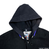 (VINTAGE) 1992 MTV OFFICIAL HOODED SLEEVE LEATHER VARSITY JACKET