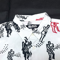 (DESIGNERS) AD2016 BLACK COMME des GARCONS SAXOPHONE PLAYING MAN PATTERN ALL OVER PRINT SHORT SLEEVE SHIRT