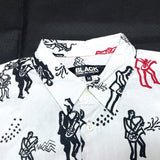 (DESIGNERS) AD2016 BLACK COMME des GARCONS SAXOPHONE PLAYING MAN PATTERN ALL OVER PRINT SHORT SLEEVE SHIRT