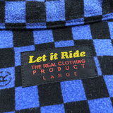 (DESIGNERS) 1990'S LET IT RIDE by ELT BLOCK CHECKERED CHAMOIS CLOTH SHIRT WITH ELBOW PATCH