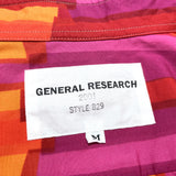 (designers) 2001 GENERAL RESEARCH TOTAL PATTERN PRINT SAFETY PIN FASTENING DESIGN 3 POINT FASTENING BUTTON DOWN STRETCH SHIRT