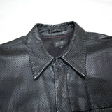 (VINTAGE) 1990'S～ BCBG MAXAZRIA FLY FRONT STYLE PEFORATED LEATHER SHORT SLEEVE SHIRT