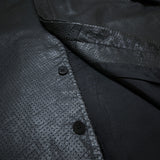 (VINTAGE) 1990'S～ BCBG MAXAZRIA FLY FRONT STYLE PEFORATED LEATHER SHORT SLEEVE SHIRT