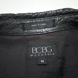 (VINTAGE) 1990'S～ BCBG MAXAZRIA FLY FRONT STYLE PEFORATED LEATHER SHORT SLEEVE SHIRT