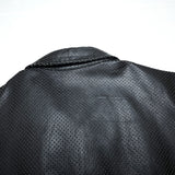 (VINTAGE) 1990'S～ BCBG MAXAZRIA FLY FRONT STYLE PEFORATED LEATHER SHORT SLEEVE SHIRT