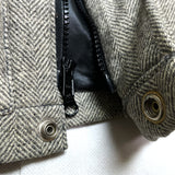 (VINTAGE) MADE IN USA CRESCENT DOWN WORKS LEATHER PANELED WOOL DOWN VEST
