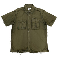 (DESIGNERS) 1990'S GOMME HOMME DISTRESSED GARMENT DYED SHORT SLEEVE BOX SHIRT