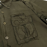 (DESIGNERS) 1990'S GOMME HOMME DISTRESSED GARMENT DYED SHORT SLEEVE BOX SHIRT