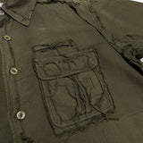 (DESIGNERS) 1990'S GOMME HOMME DISTRESSED GARMENT DYED SHORT SLEEVE BOX SHIRT