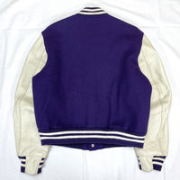 (VINTAGE) MADE IN USA GOLDEN BEAR PLAIN SLEEVE LEATHER VARSITY JACKET