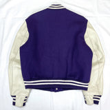 (VINTAGE) MADE IN USA GOLDEN BEAR PLAIN SLEEVE LEATHER VARSITY JACKET