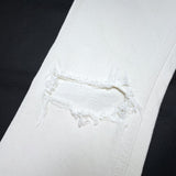 (DESIGNERS) MADE IN JAPAN UNUSED DISTRESSED 5 POCKET COLOR DENIM PANTS