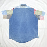 (VINTAGE) 1990'S～ MADE IN USA Re DeNiM PATCHWORK REMAKE DENIM SHORT SLEEVE WESTERN SHIRT
