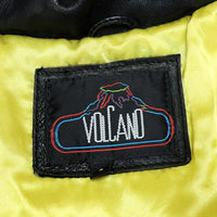 (VINTAGE) 1990'S～ MADE IN MEXICO VOLCANO BUFFALO PATTERN LEATHER PATCH DESIGN DOUBLE BREASTED LEATHER BIKER JACKET