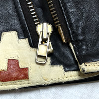 (VINTAGE) 1990'S～ MADE IN MEXICO VOLCANO BUFFALO PATTERN LEATHER PATCH DESIGN DOUBLE BREASTED LEATHER BIKER JACKET