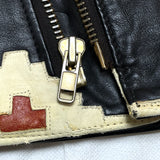 (VINTAGE) 1990'S～ MADE IN MEXICO VOLCANO BUFFALO PATTERN LEATHER PATCH DESIGN DOUBLE BREASTED LEATHER BIKER JACKET