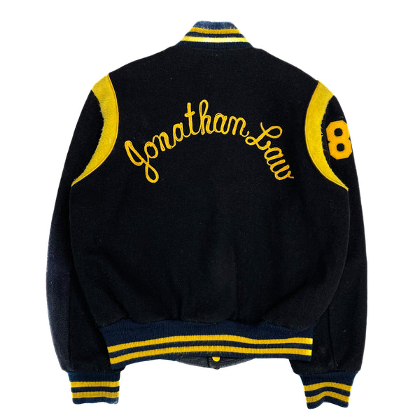 (VINTAGE) 1980'S UNKNOWN REVERSIBLE VARSITY JACKET WITH CHAIN STITCH