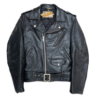 (VINTAGE) 1970'S SCHOTT COW TAG ONE STAR DOUBLE BREASTED LEATHER BIKER JACKET