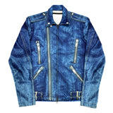 (DESIGNERS) TATA TALKING ABOUT THE ABSTRACTION DENIM RIDERS TRANSFER PRINT ZIP UP SWEAT JACKET