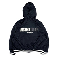 (DESIGNERS) 1990'S MICHIKO LONDON by MICHIKO KOSHINO LOGO PRINTED REVERSIBLE NYLON HOODED VARSITY JACKET