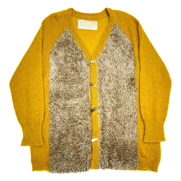 (DESIGNERS) ALEXANDER LEE CHANG FRONT FAUX FUR PANELED MOHAIR KNIT CARDIGAN