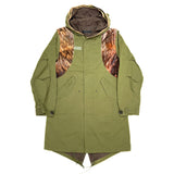 (DESIGNERS) TATA TALKING ABOUT THE ABSTRACTION MODIFIED HOODIE DESIGN FAUX FUR PANELED M-51 TYPE FISHTAIL PARKA