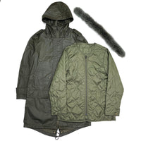 (DESIGNERS) 2000'S LE CASUAL DE MARITHE FRANCOIS GIRBAUD M-51 TYPE POLYURETHANE COATED FISHTAIL PARKA WITH INSULATION LINER