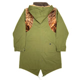 (DESIGNERS) TATA TALKING ABOUT THE ABSTRACTION MODIFIED HOODIE DESIGN FAUX FUR PANELED M-51 TYPE FISHTAIL PARKA