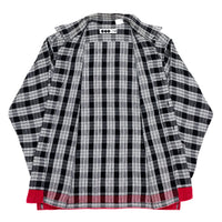 (DESIGNERS) 1990'S～ FINESSE X GOOD ENOUGH PLAID PATTERN OPEN COLLAR BOX FLANNEL SHIRT WITH RED LINE