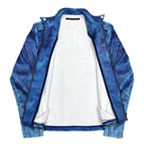 (DESIGNERS) TATA TALKING ABOUT THE ABSTRACTION DENIM RIDERS TRANSFER PRINT ZIP UP SWEAT JACKET