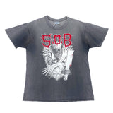 (T-SHIRT) 1988 MADE IN USA S.O.B DOUBLE SIDED PRINT FADED T-SHIRT