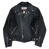 (VINTAGE) 1980'S MADE IN UK TT LEATHERS STUDED DOUBLE BREASTED LEATHER BIKER JACKET AS IS